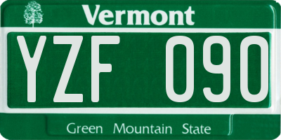 VT license plate YZF090