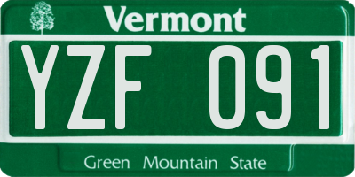 VT license plate YZF091