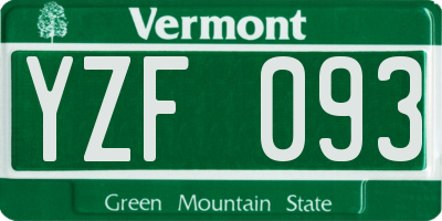 VT license plate YZF093