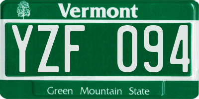 VT license plate YZF094