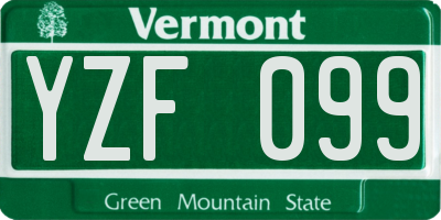 VT license plate YZF099