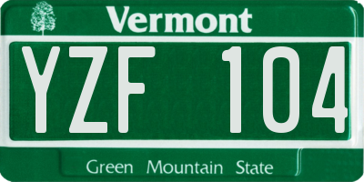 VT license plate YZF104