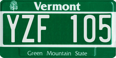 VT license plate YZF105