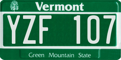 VT license plate YZF107