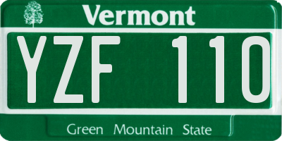 VT license plate YZF110
