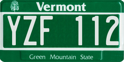 VT license plate YZF112