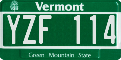VT license plate YZF114