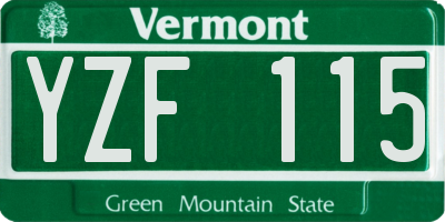 VT license plate YZF115