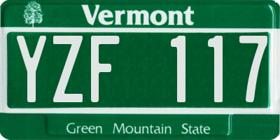 VT license plate YZF117