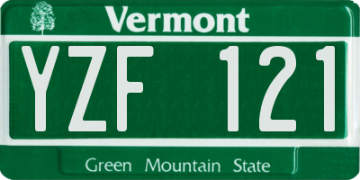 VT license plate YZF121