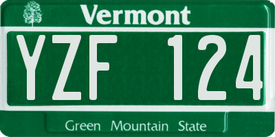 VT license plate YZF124