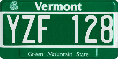 VT license plate YZF128