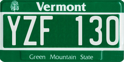VT license plate YZF130