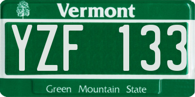 VT license plate YZF133