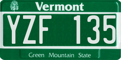 VT license plate YZF135