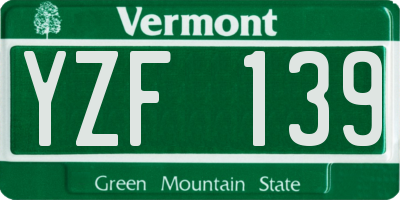 VT license plate YZF139