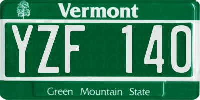 VT license plate YZF140