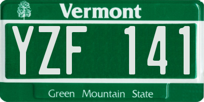 VT license plate YZF141