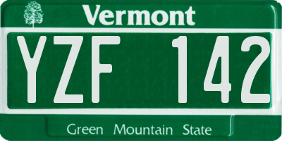 VT license plate YZF142