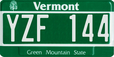 VT license plate YZF144