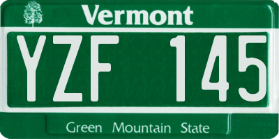 VT license plate YZF145