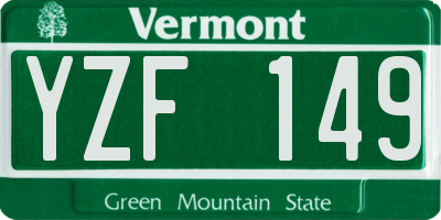 VT license plate YZF149