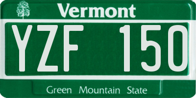 VT license plate YZF150