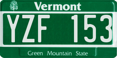 VT license plate YZF153