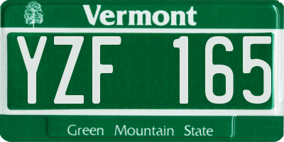 VT license plate YZF165