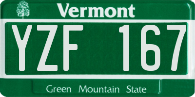 VT license plate YZF167