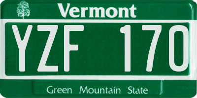 VT license plate YZF170
