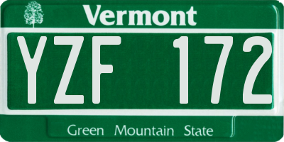 VT license plate YZF172