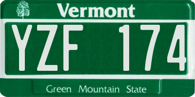 VT license plate YZF174