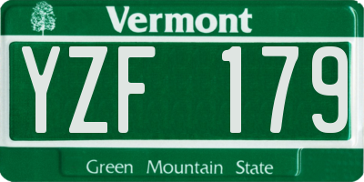 VT license plate YZF179