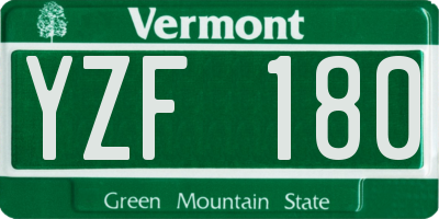 VT license plate YZF180