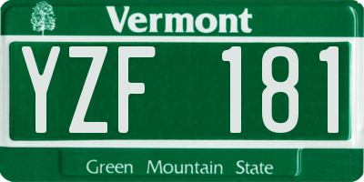 VT license plate YZF181