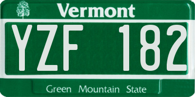 VT license plate YZF182