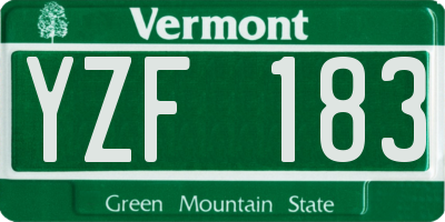 VT license plate YZF183
