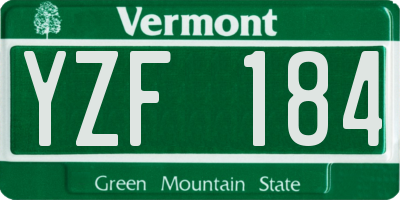 VT license plate YZF184
