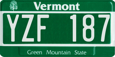 VT license plate YZF187