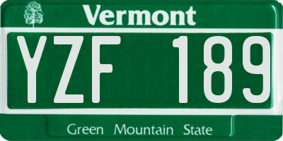 VT license plate YZF189