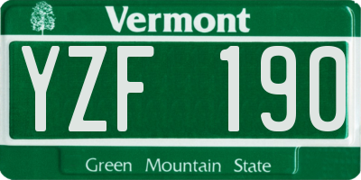 VT license plate YZF190