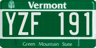 VT license plate YZF191
