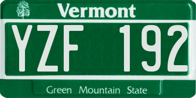 VT license plate YZF192