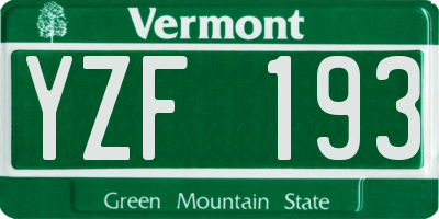VT license plate YZF193