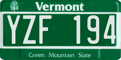 VT license plate YZF194