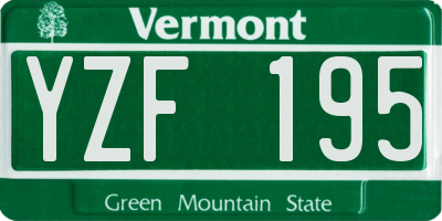 VT license plate YZF195