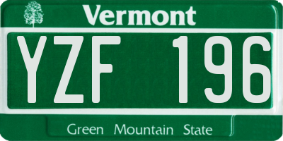 VT license plate YZF196