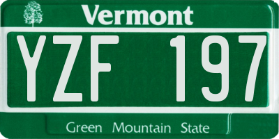 VT license plate YZF197