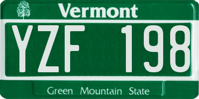 VT license plate YZF198